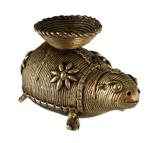 Porte-Encens Tortue En Laiton – Art Tribal Bastar Dhokra Inde