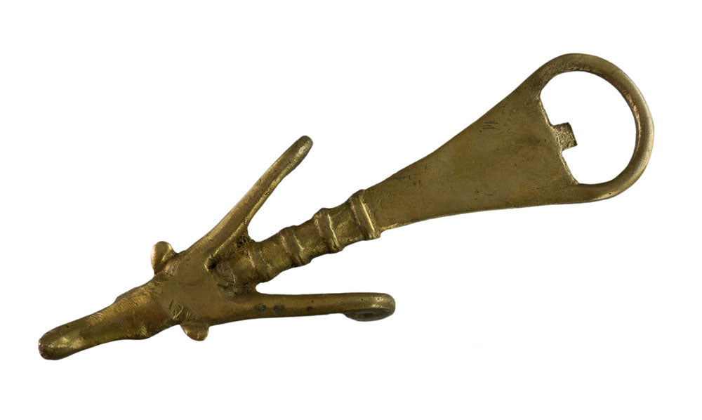Décapsuleur Vache Sacrée Art Dhokra En Laiton – Artisanat Hindou Traditionnel D’Inde