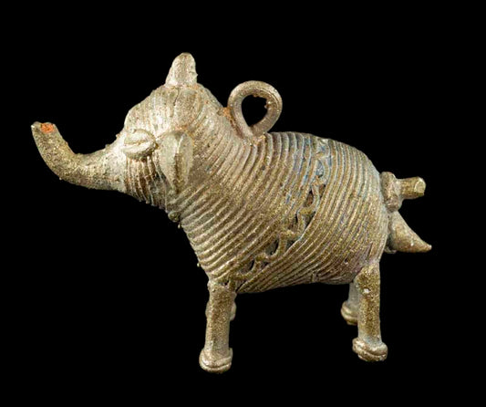 Pendentif Éléphant Dhokra – Art Tribal Bastar Orissa Inde