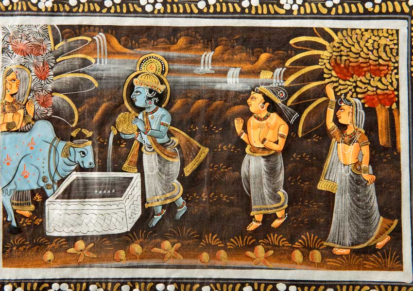 Peinture Moghole Indienne – Gao Mata et Krishna