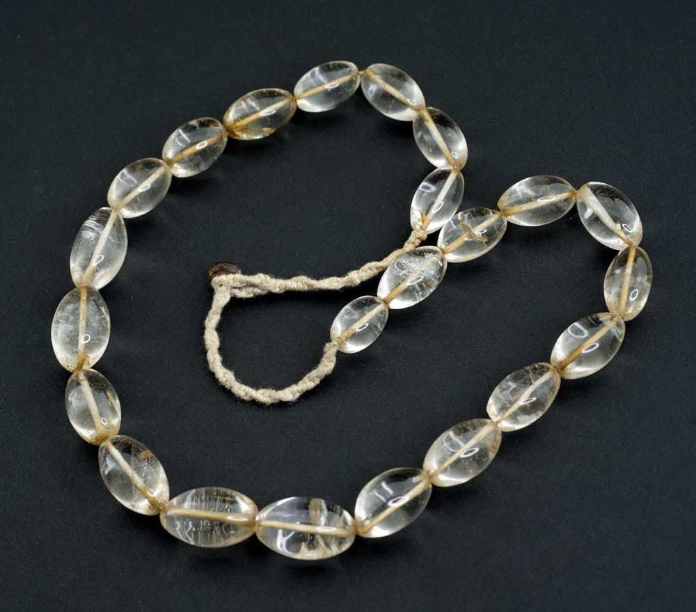 Ancien Collier De Chamane Dzi Tibétain – Perles En Cristal De Roche Naturel