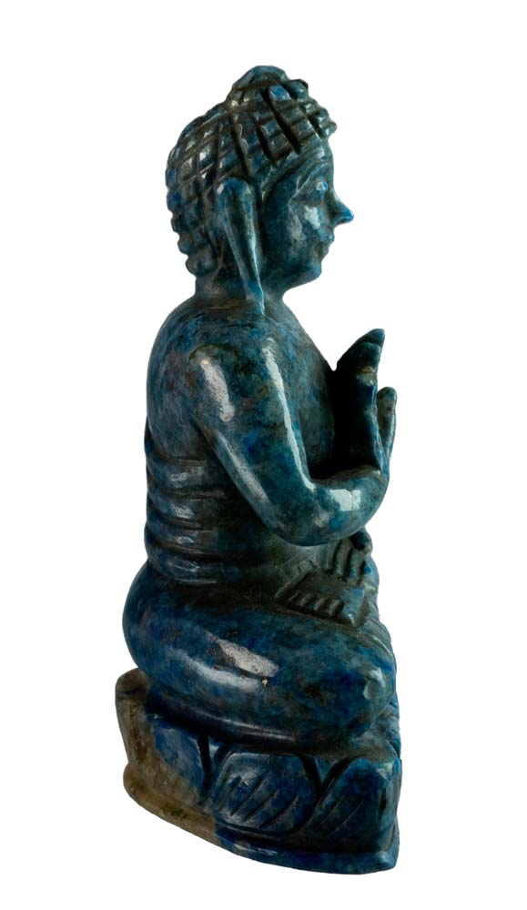 Statue Bouddha tibétain en lapis-lazuli – Sculpture artisanale en pierre précieuse naturelle