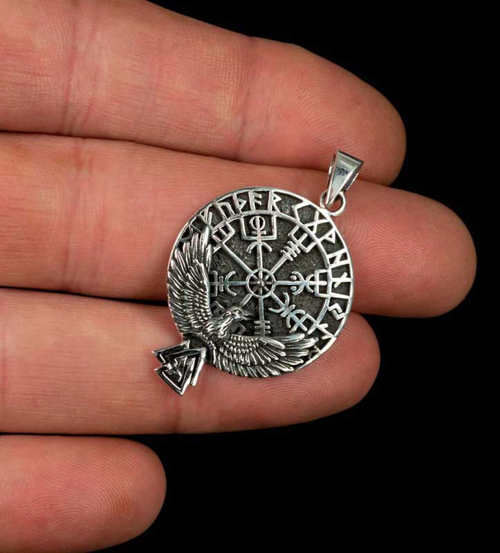 Pendentif Viking Vegvísir en Argent Massif 925