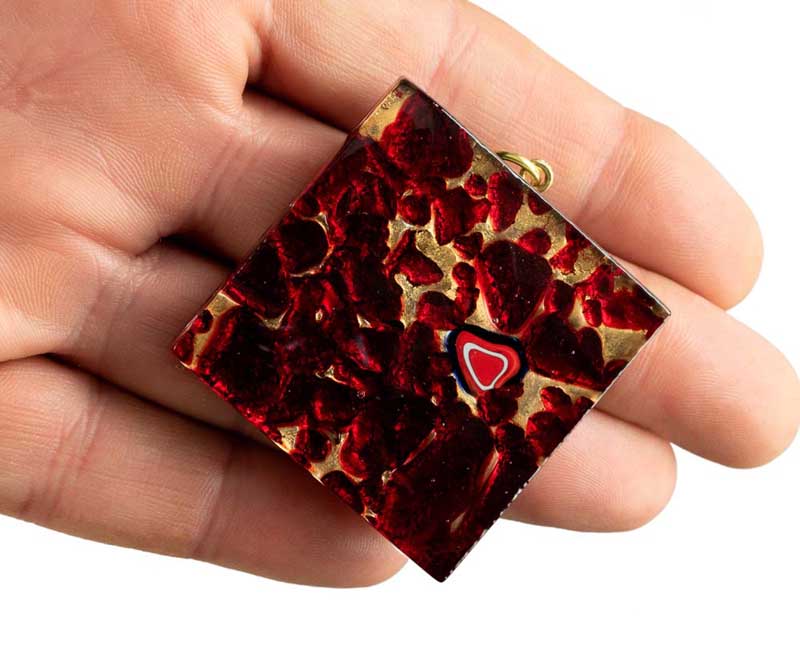 Pendentif Carré en Verre de Murano – Bijou Artisanal Italien Unique