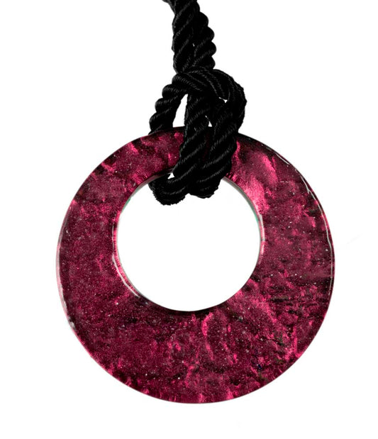 Pendentif Donut en Verre de Murano Vert et Violet – Bijou d’Exception Italien