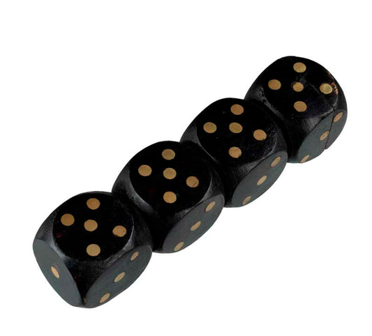 Coffret Yam's En Bois Noir Avec 5 Dés En Bois Et Laiton – Jeu De Dés Artisanal