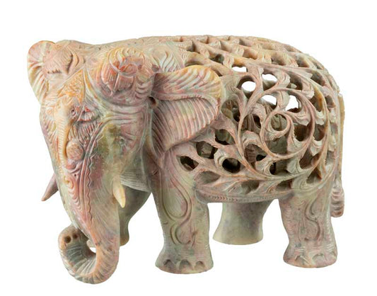 Statue Éléphant En Stéatite – Statuette Indienne Artisanale