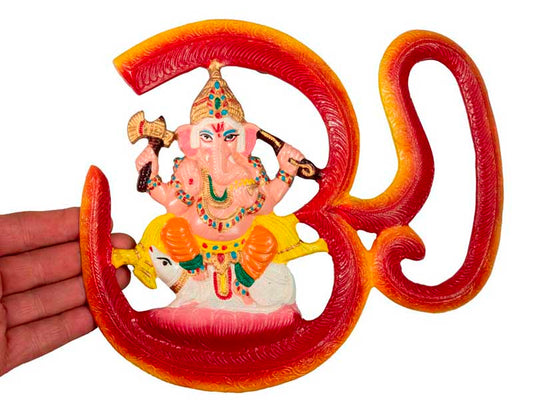 Décoration Murale Om avec Ganesh en Aluminium – Symbole Spirituel Hindou