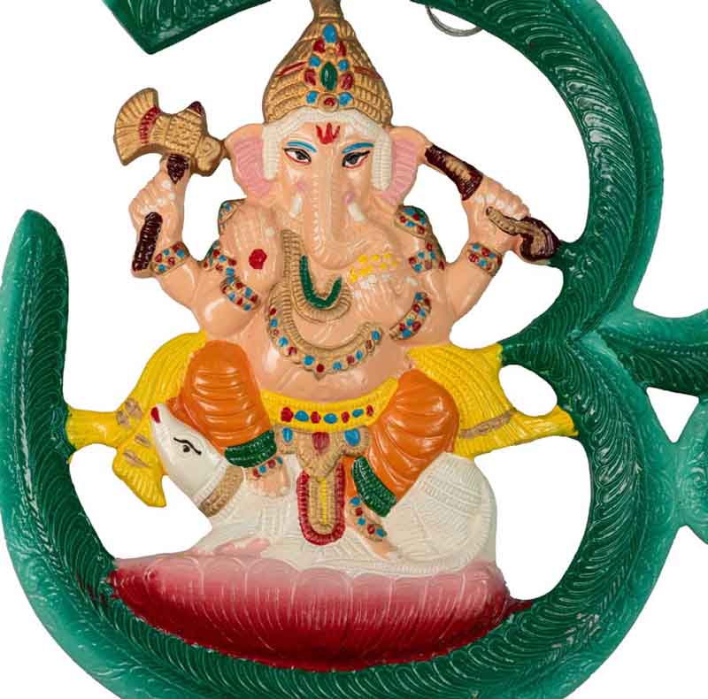 Décoration Murale Om avec Ganesh en Aluminium – Symbole Spirituel Hindou