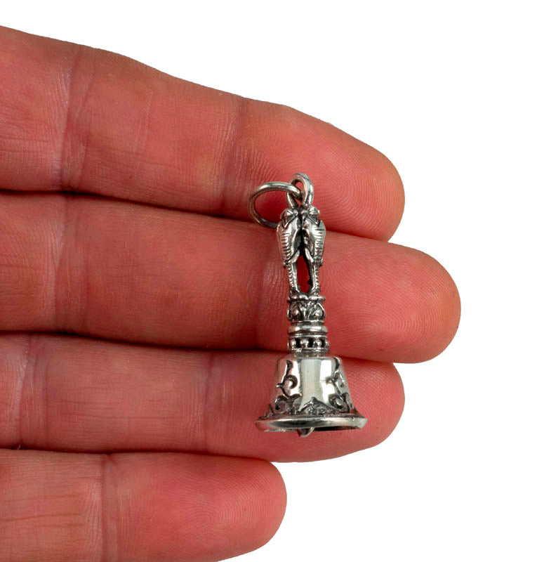 Pendentif Bouddhiste Cloche et Double Dorje Vajra en Argent 925