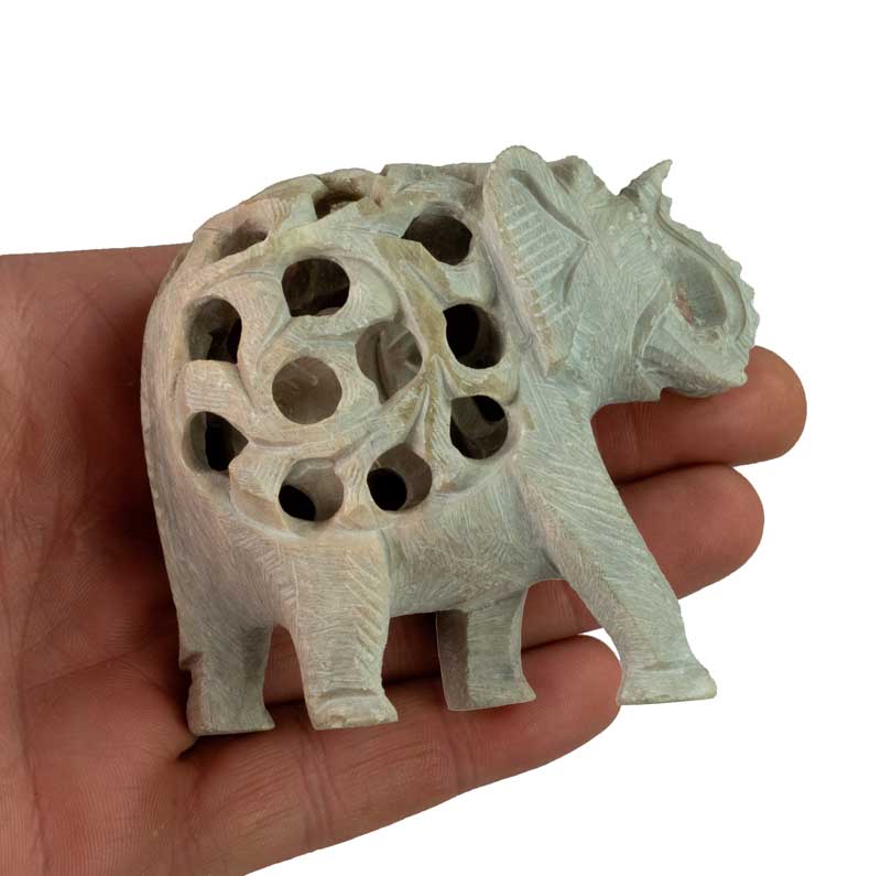 Statuette Éléphant en Pierre – Artisanat Indien