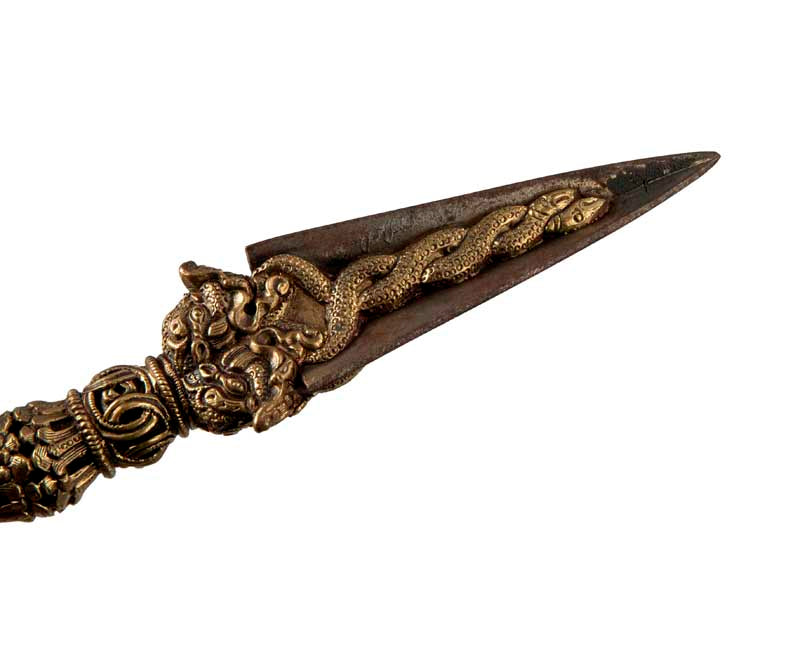 Phurba Mahakala Vajra Kila en Laiton avec Support – Objet Rituel Tibétain du Népal