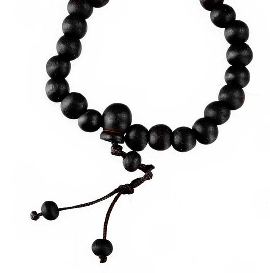Bracelet tibétain perles de bois teintées noires – Bijou artisanal du Népal