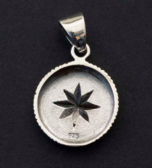 Petite médaille pendentif boussole rose des vents Windalf en argent massif 925 – Bijou ethnique ésotérique - Viking