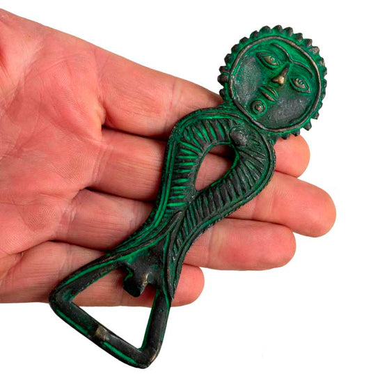 Décapsuleur Art Dhokra En Laiton – Objet Artisanal Traditionnel D’Inde