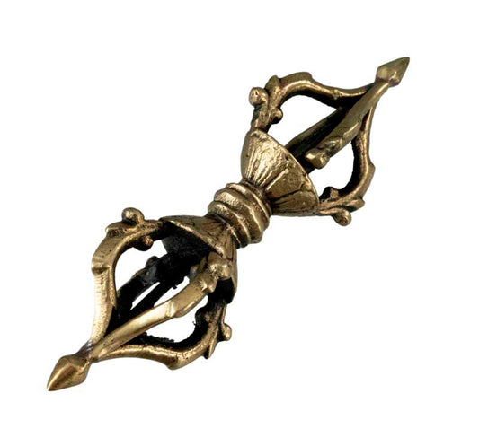 Dorje Vajra Tibétain En Laiton – Double Vajra Rituel Bouddhiste Du Népal