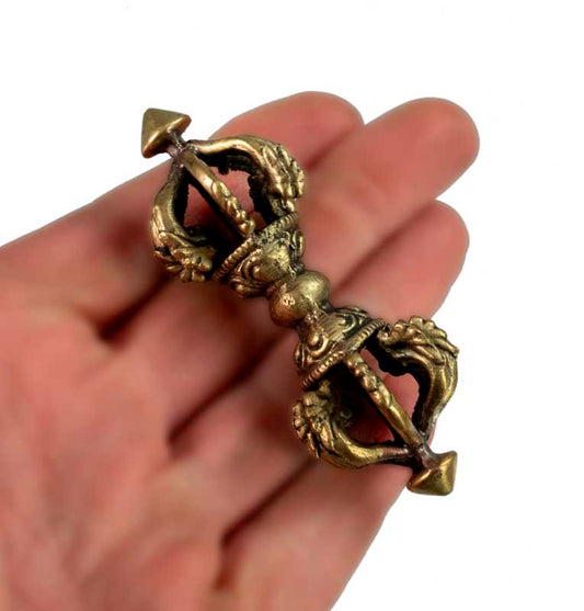 Dorje Vajra Tibétain En Laiton – Double Vajra Rituel Bouddhiste Du Népal