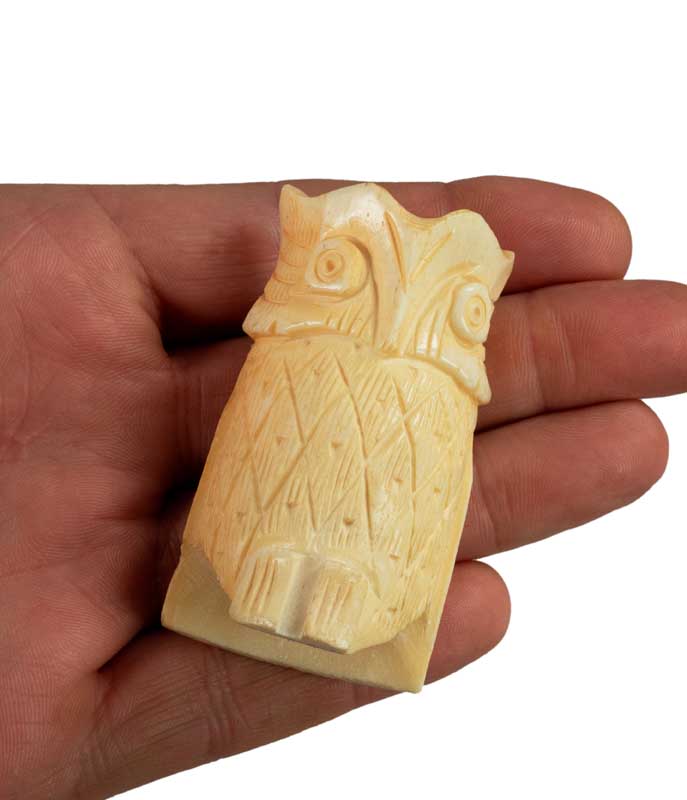 Figurine Chouette en Os – Artisanat Chinois Sculpté à la Main