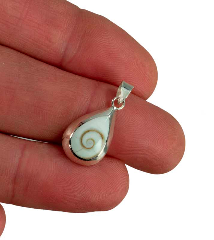 Pendentif Œil De Sainte Lucie Ou Œil De Shiva En Coquillage Et Argent Massif 925