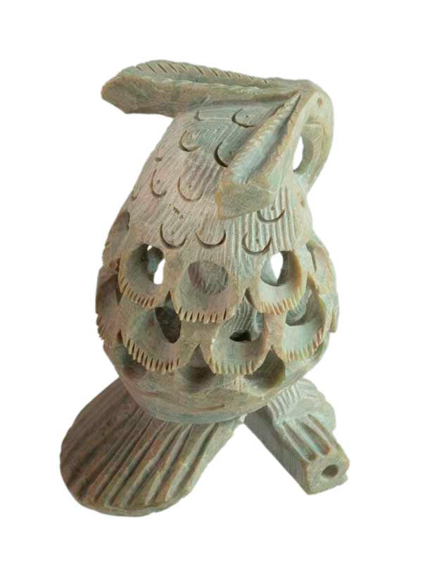 Figurine Chouette En Stéatite – Sculpture Artisanale D’Inde