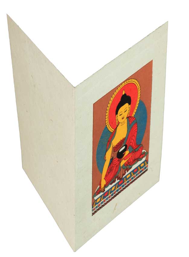 Carte De Vœux Bouddhiste Bouddha Shakyamuni – Papier Népalais Artisanat Spirituel