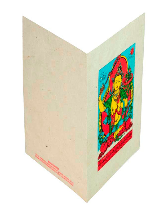 Carte De Vœux Bouddhiste Manjushri – Papier Népalais Artisanat Spirituel