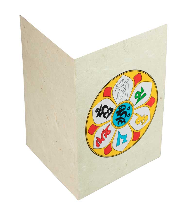 Carte De Vœux Bouddhiste Om Mani Padme Hum – Papier Népalais Artisanat Spirituel