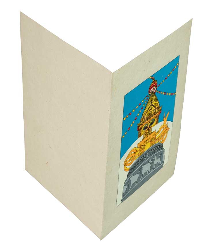 Carte De Vœux Bouddhiste Stupa Et Vajra – Papier Népalais Artisanat Spirituel