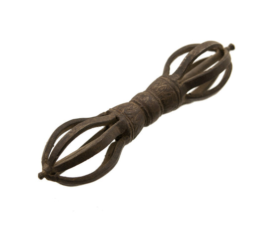 Ancien Dorje Vajra Tibétain En Fer – Grand Modèle – Objet Rituel Bouddhiste Vajrayana Du Népal