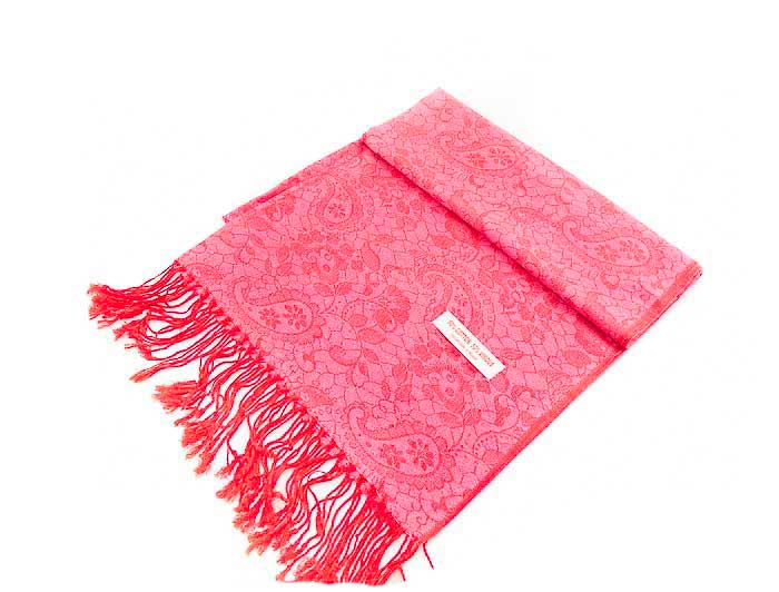 Écharpe Artisanale Rose Du Népal Mega Size En Coton Et Viscose 180 × 72 Cm