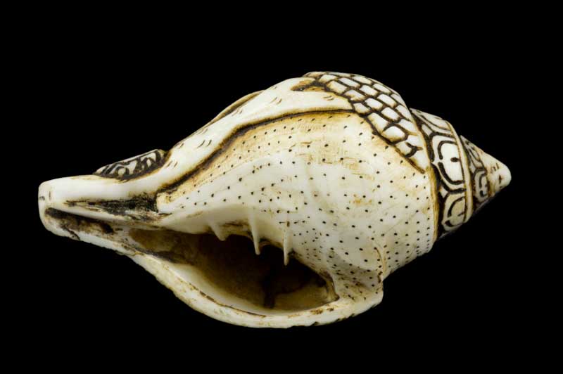 Conque Bouddhiste Tibétaine Bouddha Dansant Shanka Dungkar – Ornement Spirituel en Coquillage du Népal