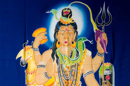 Batik Lord Shiva – Tenture Murale Spirituelle en Toile de Coton