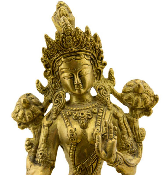 Statue Bouddhiste Tara Blanche Jetsun Dolma En Laiton – Artisanat Du Népal