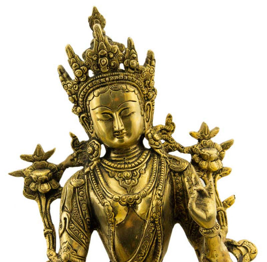 Statue Bouddhiste Tara Blanche En Laiton – Artisanat Du Népal