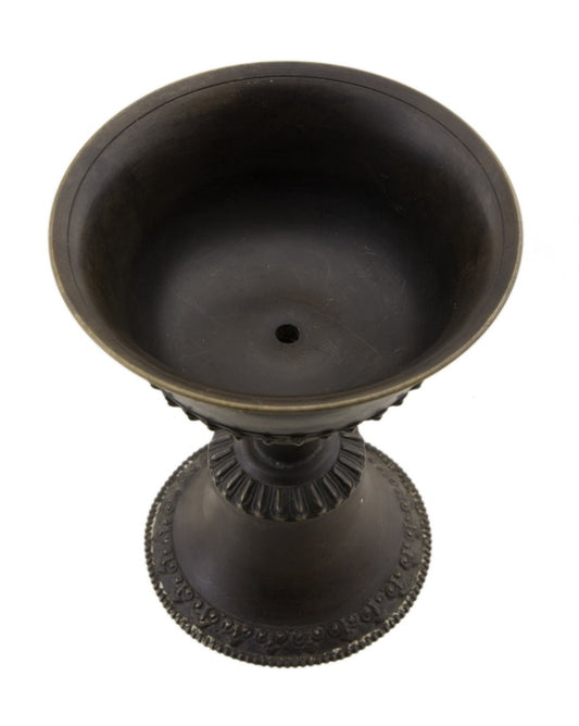 Lampe à beurre bouddhiste de monastère en bronze – Dipa pour offrande de lumière