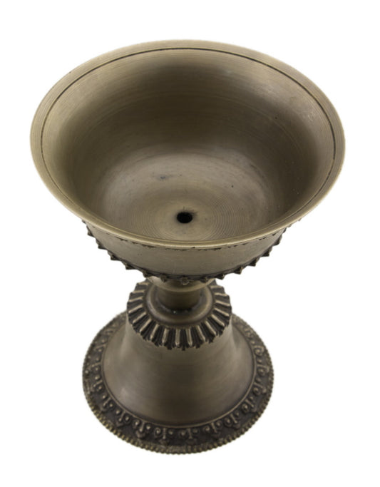 Lampe à beurre bouddhiste de monastère en bronze – Dipa pour offrande de lumière