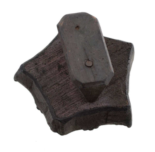 Ancien Grand Tampon À Impression Batik En Bois – Motifs Géométriques, Fleur Et Cachemire