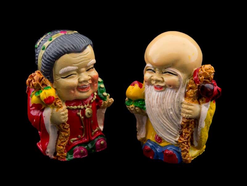 Statuette Sau Shou – Sage Chinois de la Santé, Richesse et Immortalité