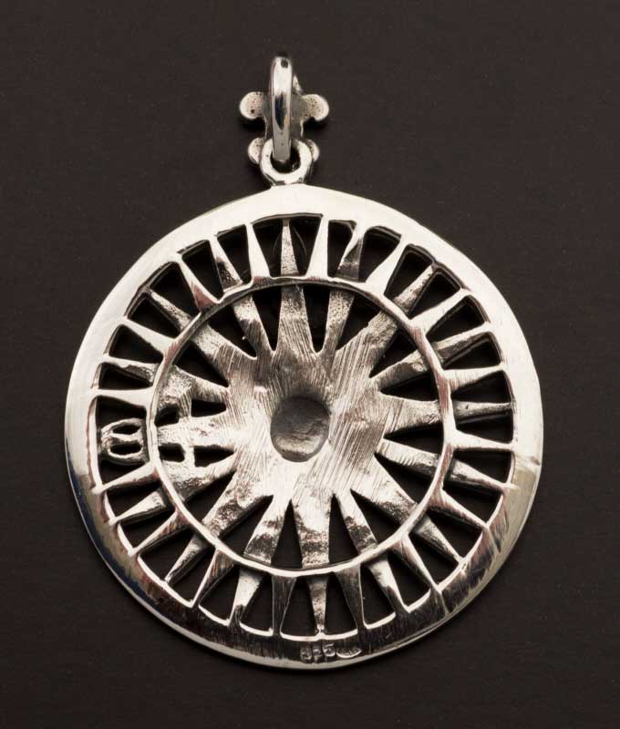 Pendentif Médaille Rose des Vents Fleur de Lys en Argent Massif 925 - Viking