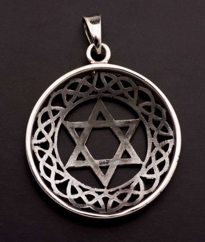 Pendentif médaille Shatkona – Étoile de David en argent massif 925