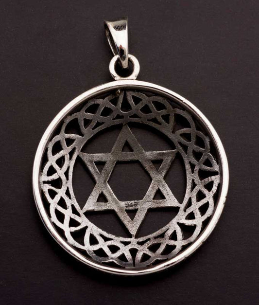 Pendentif médaille Shatkona – Étoile de David en argent massif 925