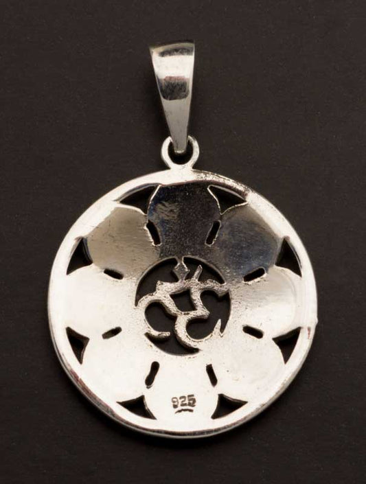 Pendentif Bouddhiste Astamangala et Om en Argent 925