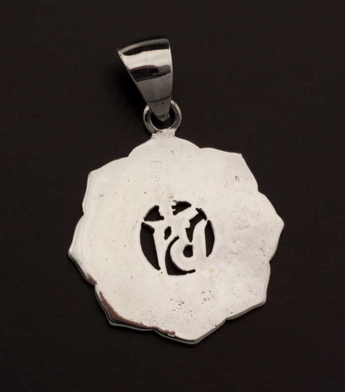 Pendentif Bouddhiste Astamangala et Om Tibétain en Argent 925