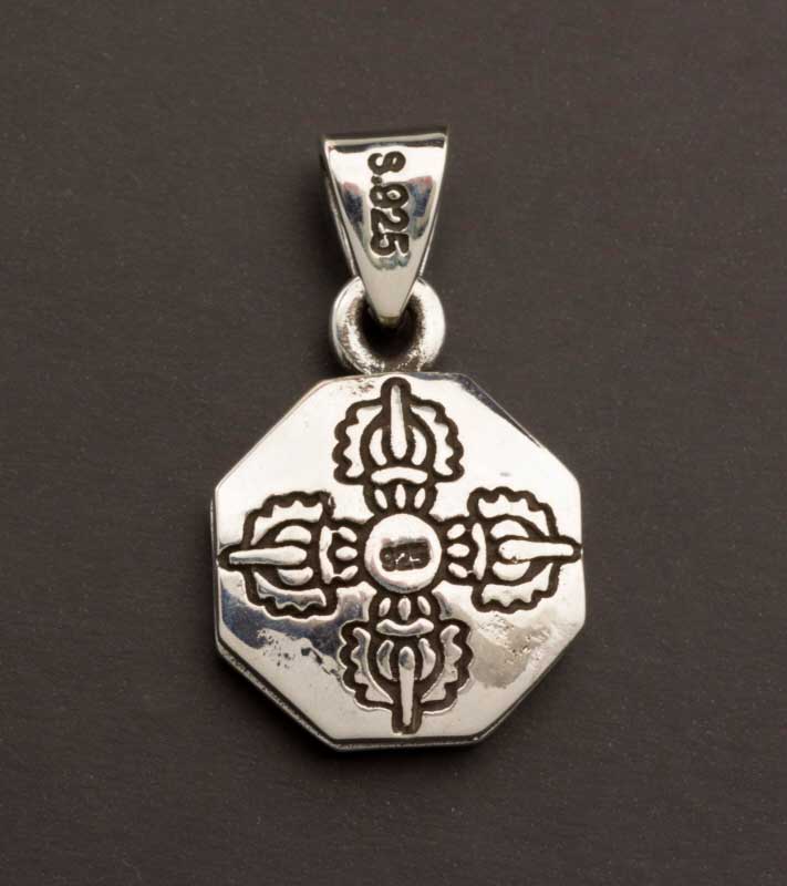 Pendentif Om et Double Vajra Bouddhiste en Argent 925