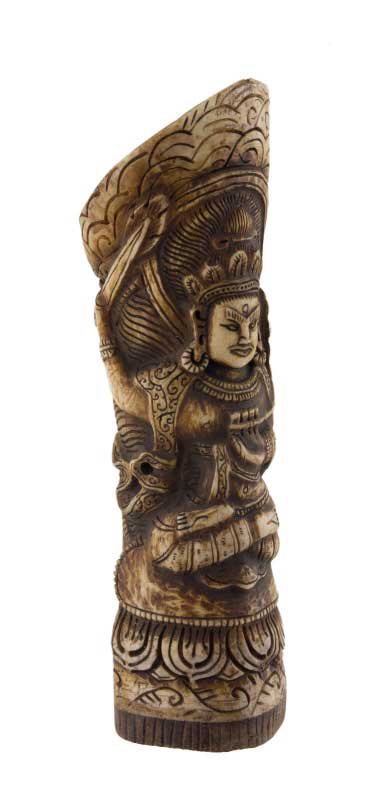 Figure Manjushree – Vase Sceau Tibétain en Os de Bovin Sculpté