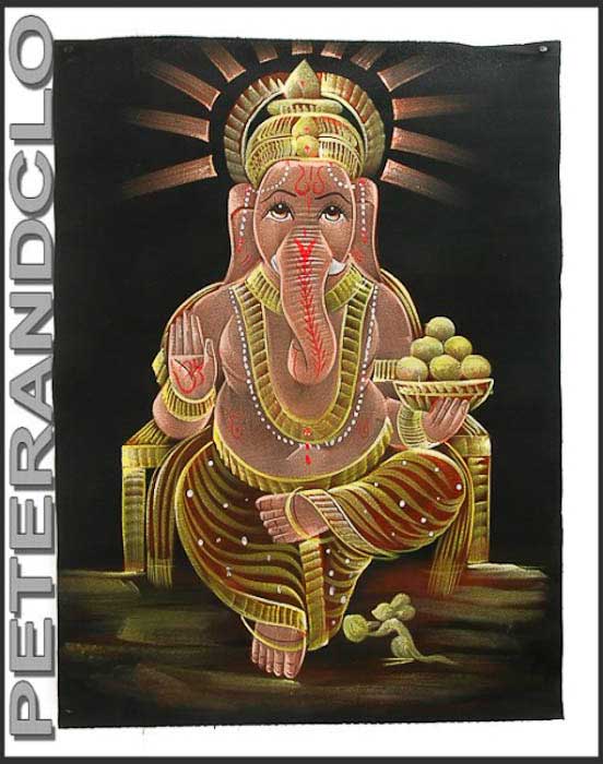 Batik Ganesh Éléphant – Toile Décorative Artisanale