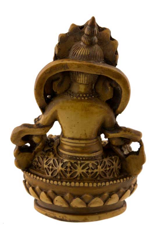 Statue Kubera Jambhala – Dieu des richesses en résine beige artisanale du Népal