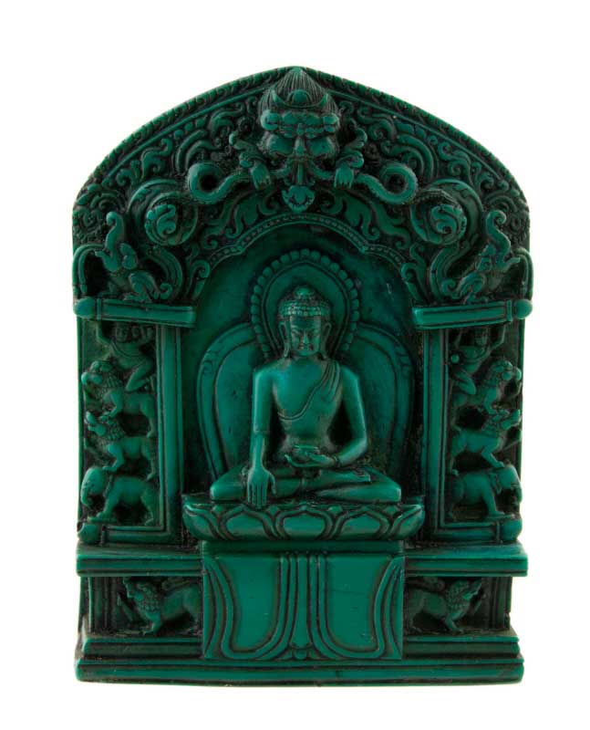 Ghau Gau autel votif bouddhiste – stèle de Bouddha en résine artisanale
