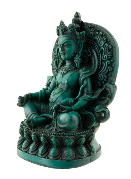 Statue Kubera Jambhala – Dieu des richesses en résine turquoise artisanale du Népal