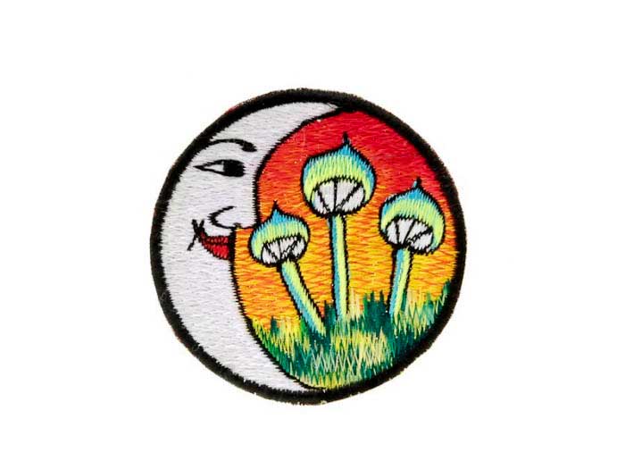 Écusson Brodé Mandala Lune Champignon Bouddhiste